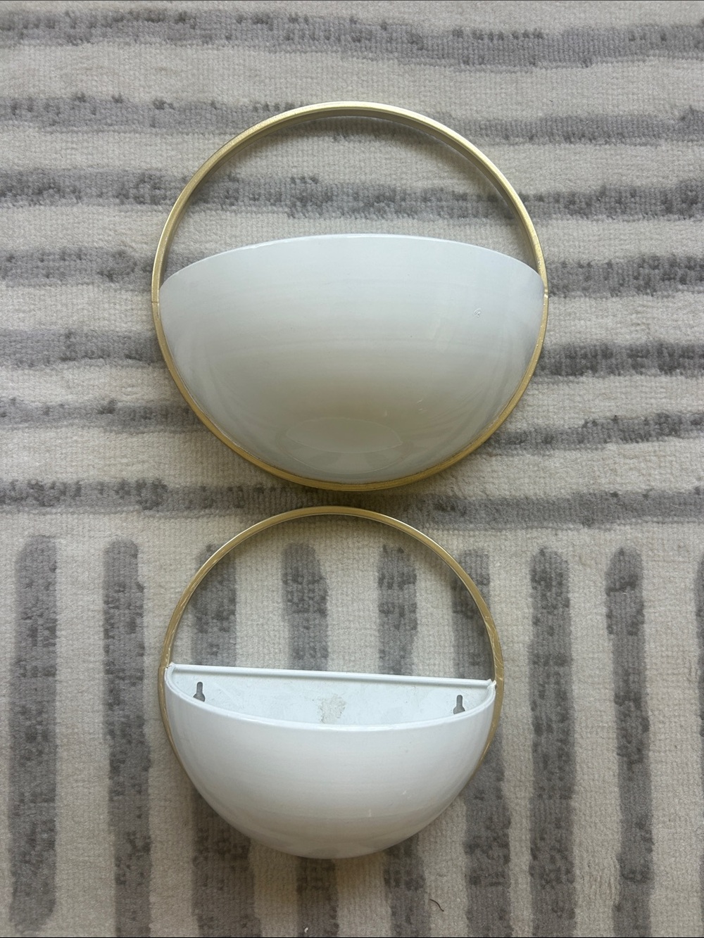 White  Half-Sphere Wall planters Sconce with gold Accent Brand new!!
